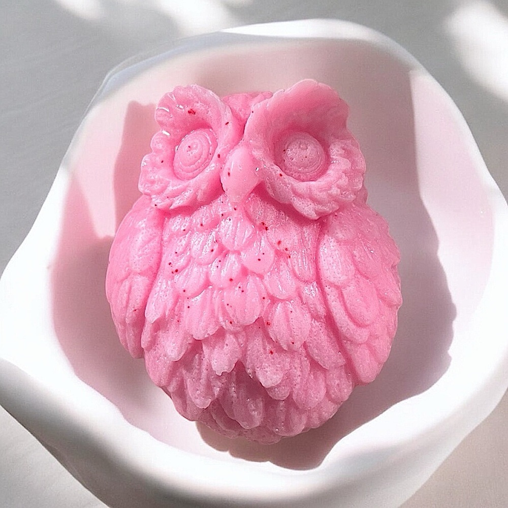 Rose scent SOAP owl handmade 3x2in 4oz shea butter & coconut oil based